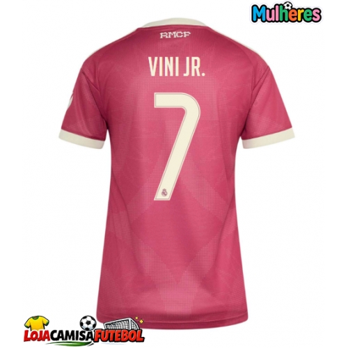 Camisa de Futebol Real Madrid Vinicius Junior #7 Equipamento Alternativo Mulheres 2026-27 Manga Curta